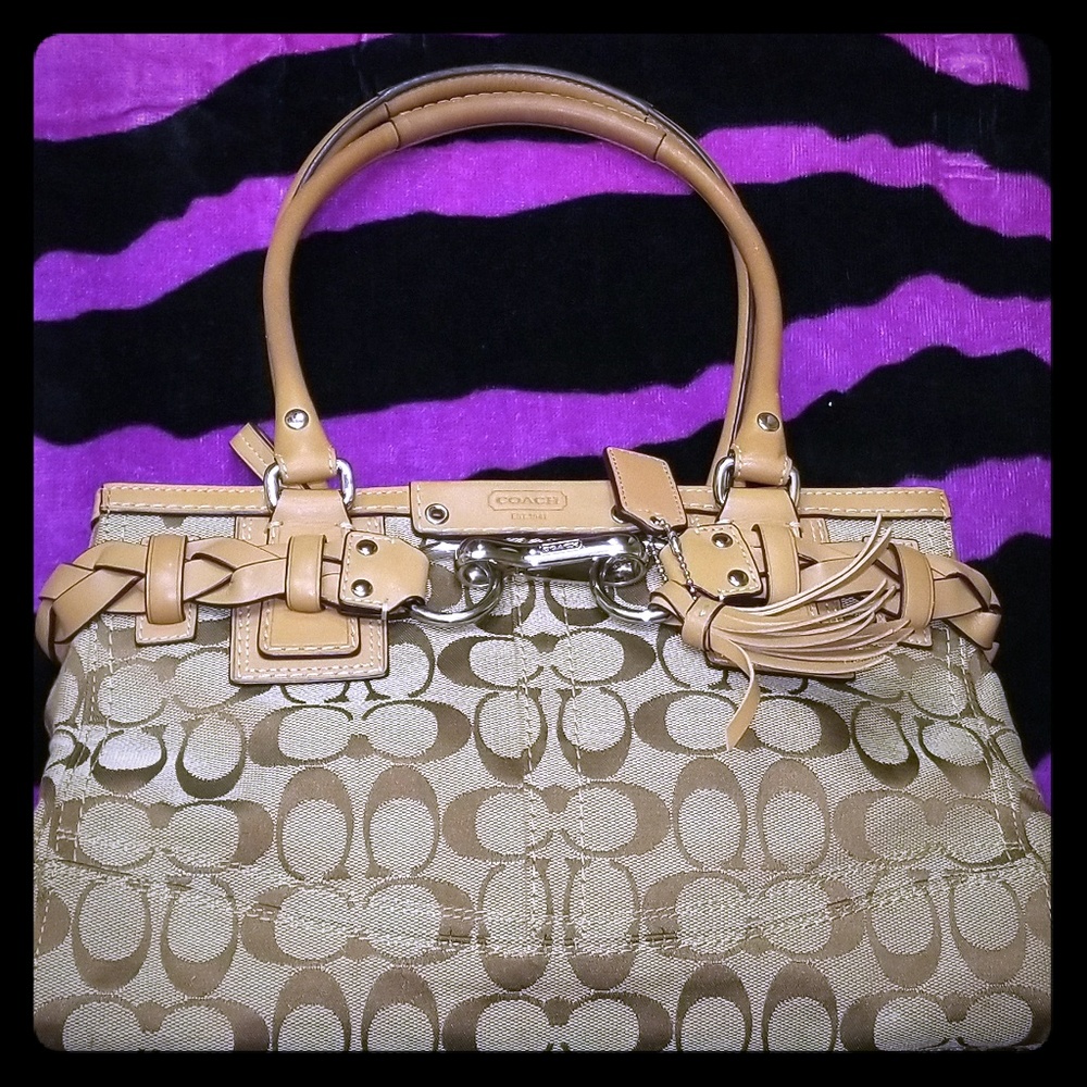 Brown COACH logo shoulder purse